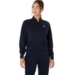 Damska bluza dresowa Asics Warm-Up. Niebieskie bluzy damskie Asics, bez wzorów, z dresówki, sportowe, bez ramiączek, bez kaptura. Za 283.00 zł.