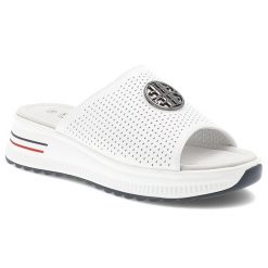Białe Klapki S.Barski Klasyczne Obuwie Damskie. Białe klapki damskie S.BARSKI, na lato, z aplikacjami, eleganckie, bez obcasa, na platformie, bez zapięcia. Za 149.00 zł.