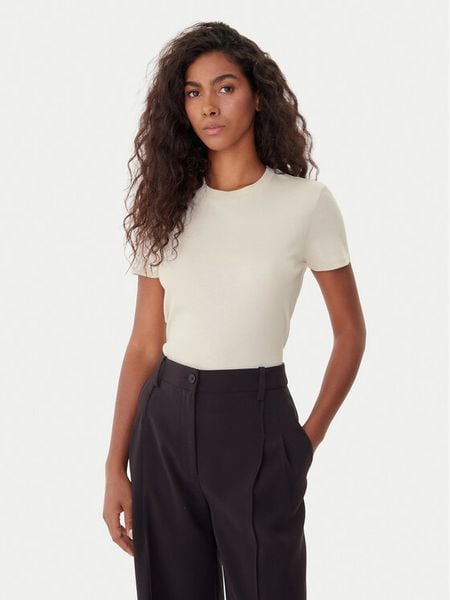 Calvin Klein T-Shirt LV044C216G Écru Regular Fit. T-shirty damskie Calvin Klein, xl, bez wzorów, z bawełny, bez kołnierzyka, bez ramiączek. Za 139.99 zł.