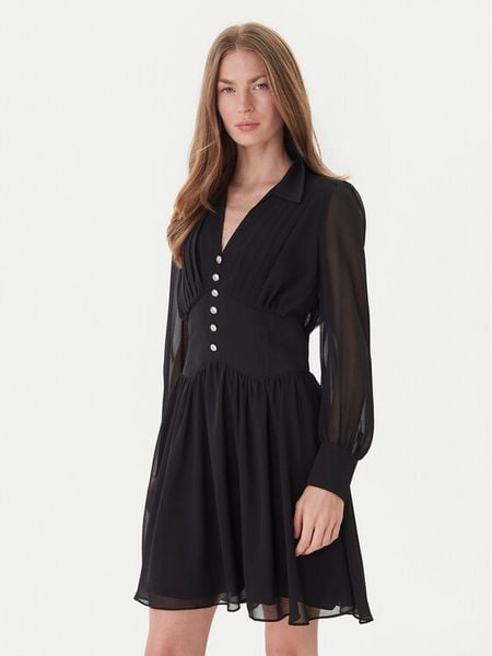 Morgan Sukienka codzienna 251-ROPLIS Czarny Loose Fit. Czarne sukienki damskie Morgan, na co dzień, bez wzorów, z syntetyku, bez kołnierzyka, bez ramiączek, proste. Za 239.99 zł.