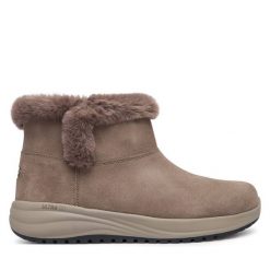 Śniegowce Skechers. Brązowe śniegowce damskie Skechers, bez zapięcia. Za 429.99 zł.