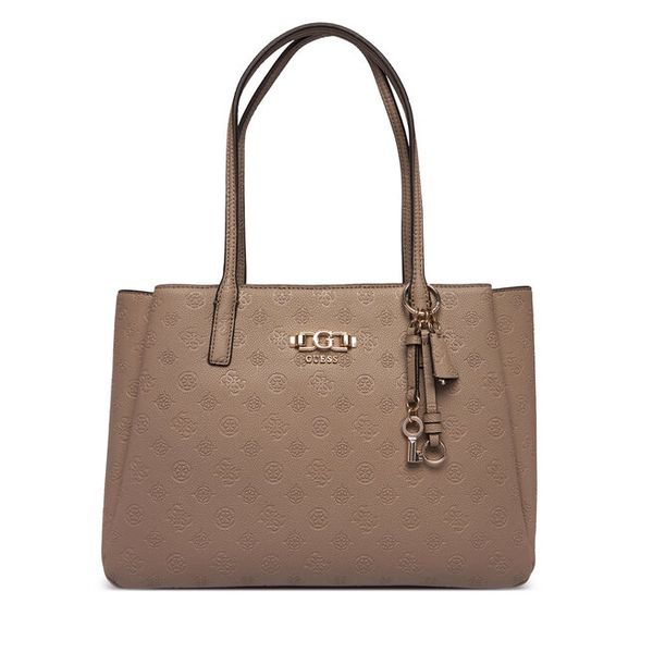 Torebka Guess. Brązowe shopperki damskie Guess, z aplikacjami, bez dodatków. Za 424.99 zł.