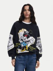 Desigual Bluza Minnie 25SWSK25 Czarny Regular Fit. Czarne bluzy damskie Desigual, s, bez wzorów, z bawełny, bez ramiączek, bez kaptura. Za 319.99 zł.
