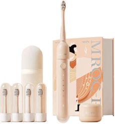 Szczoteczka Jimok Soniczna do Zębów R1 Apricot Pink IPX8 Cicha 4 Końcówki. Pomarańczowe szczoteczki soniczne Jimok. Za 138.28 zł.