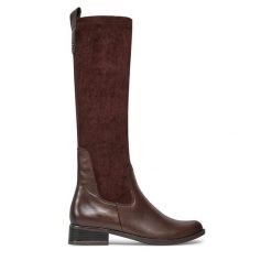 Kozaki Caprice. Brązowe kozaki damskie Caprice, bez wzorów, bez obcasa, na płaskiej podeszwie, bez zapięcia. Za 439.99 zł.