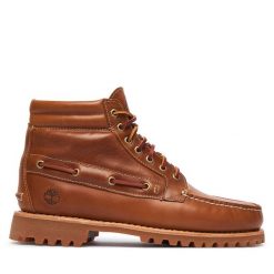 Trzewiki Timberland. Brązowe botki męskie Timberland, bez wzorów, bez obcasa, bez zapięcia. Za 949.99 zł.