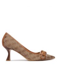 Guess Czółenka FLFAN2 FAL08 Beżowy ciemny. Brązowe czółenka damskie Guess, z aplikacjami, z materiału, bez obcasa, bez zapięcia. Za 544.99 zł.