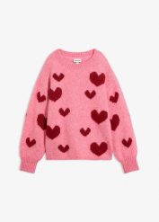 Sweter boxy. Czerwone swetry nierozpinane damskie bonprix, bez wzorów, bez kołnierzyka, bez ramiączek. Za 149.99 zł.