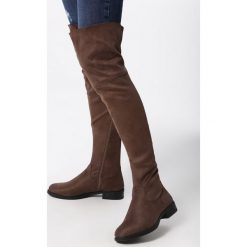 Khaki Kozaki Leslieville. Brązowe kozaki damskie Born2be, na zimę, bez wzorów, bez obcasa, na płaskiej podeszwie, bez zapięcia. Za 169.99 zł.