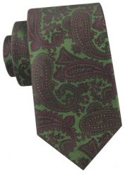 Krawat Męski - Angelo di Monti - Zielony, Duży Wzór Paisley. Zielone krawaty i muchy Angelo di Monti, bez wzorów, z tkaniny, eleganckie. Za 45.00 zł.