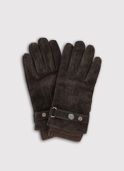 PAKO LORENTE – Brązowe zamszowe rękawiczki. Brązowe rękawiczki męskie Pako Lorente, bez wzorów, z poliesteru. Za 139.99 zł.