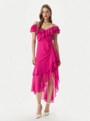 Morgan Sukienka koktajlowa 251-RJOLIE Różowy Regular Fit. Czerwone sukienki damskie Morgan, bez wzorów, z syntetyku, wizytowe, bez kołnierzyka, bez ramiączek. Za 399.99 zł.