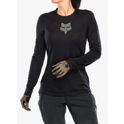 Bluza rowerowa damska Fox Ranger LS Jersey Fox Head. Czarne bluzy damskie FOX, bez wzorów, z jersey, sportowe, bez ramiączek, bez kaptura. Za 239.79 zł.