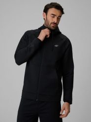 4F Bluza treningowa regular z kapturem męska - czarna L. Czarne bluzy męskie 4F, l, bez wzorów, z kapturem. Za 229.99 zł.