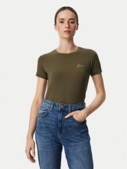 Guess T-Shirt W6YI12 K3751 Khaki Regular Fit. Brązowe t-shirty damskie Guess, xs, z aplikacjami, bez kołnierzyka, bez ramiączek. Za 174.99 zł.