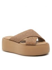 Calvin Klein Klapki Bubble Slide-Woven HW0HW01468 Brązowy. Brązowe klapki damskie Calvin Klein, bez wzorów, z materiału, bez obcasa, bez zapięcia. Za 369.99 zł.