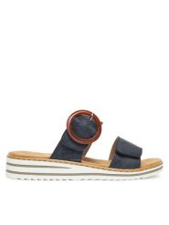 Rieker Klapki V0692-14 Granatowy. Niebieskie klapki damskie Rieker, bez wzorów, z materiału, bez obcasa, bez zapięcia. Za 179.99 zł.
