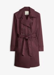 Dwurzędowy trencz. Zielone płaszcze damskie bonprix, bez wzorów, eleganckie, bez kołnierzyka, bez kaptura. Za 239.99 zł.