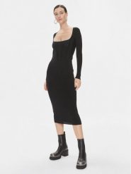 Pinko Sukienka dzianinowa Cavallo 101856 A16N Czarny Slim Fit. Czarne sukienki damskie Pinko, l, bez wzorów, z dzianiny, bez kołnierzyka, bez ramiączek. Za 1,299.00 zł.