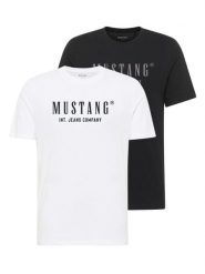 2 Pak Męski T-Shirt Koszulka Mustang Style Alex Biała Czarna Logo. Białe t-shirty męskie Mustang, m, bez wzorów, bez kołnierzyka, bez ramiączek. Za 99.99 zł.
