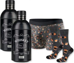 Soxo Męskie bokserki i skarpetki Whiskey w butelce SOXO | Pomysł na prezent dla mężczyzny L. Bokserki męskie Soxo, bez wzorów. Za 103.99 zł.