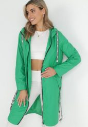 Zielony Płaszcz za Kolano z Kapturem Katine. Zielone płaszcze damskie Born2be, l, z aplikacjami, eleganckie, bez kołnierzyka, z kapturem. Za 259.99 zł.