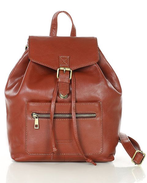 Plecak brązowy damski z kieszenią skóra naturalna - MARCO MAZZINI brąz whisky. Brązowe plecaki damskie bez wzorów, ze skóry, eleganckie. Za 303.00 zł.