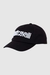 JUST CAVALLI Czapka z daszkiem 3d Up z białym logo. Czarne czapki damskie Just Cavalli, bez wzorów. W wyprzedaży za 109.99 zł.