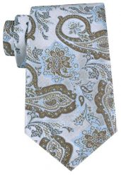Męski Krawat - Chattier - Błękit i Beż z Dużym Wzorem. Niebieskie krawaty i muchy Chattier, bez wzorów, z tkaniny, eleganckie. Za 55.00 zł.