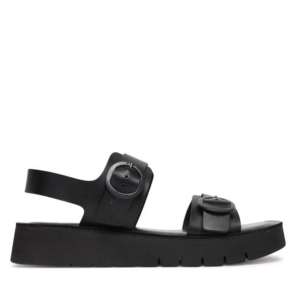 Sandały Fly London. Czarne sandały damskie Fly London, bez wzorów, bez obcasa, na płaskiej podeszwie, bez zapięcia. Za 360.99 zł.