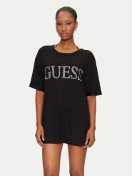 Guess T-Shirt E5GI07 K68D2 Czarny Regular Fit. Czarne t-shirty damskie Guess, s, z aplikacjami, z wiskozy, bez kołnierzyka, bez ramiączek. Za 189.99 zł.
