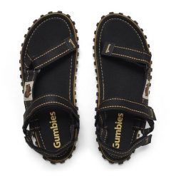 Sandały Gumbies Tracker Sandals Unisex Black GU-SATRA001 czarne. Czarne sandały męskie bez wzorów, z bawełny, sportowe, bez zapięcia. Za 319.13 zł.