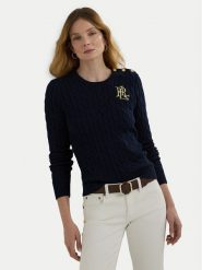 LAUREN RALPH LAUREN Sweter 200932223003 Granatowy Regular Fit. Niebieskie swetry nierozpinane damskie Lauren Ralph Lauren, m, bez wzorów, z bawełny, bez kołnierzyka, bez ramiączek. Za 707.86 zł.