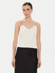 Morgan Top 241-MUSTO Écru Slim Fit. Topy damskie Morgan, l, bez wzorów, z syntetyku, bez kołnierzyka, bez ramiączek. Za 129.99 zł.