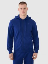 4F Bluza dresowa rozpinana z kapturem męska - granatowa XXL. Niebieskie bluzy sportowe męskie 4F, m, bez wzorów, z bawełny, z kapturem. Za 169.99 zł.