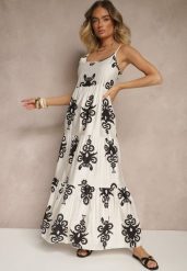 Czarna Rozkloszowana Sukienka z Wiskozy w Stylu Boho Terazi. Czarne sukienki damskie Renee, na co dzień, na lato, m, bez wzorów, z wiskozy, boho, bez kołnierzyka, bez ramiączek, maxi, proste. Za 29.99 zł.