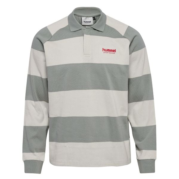 Koszulka polo z długim rękawem Hummel Striped. Szare bluzki damskie Hummel, bez wzorów, z bawełny, bez kołnierzyka, bez ramiączek. Za 286.50 zł.