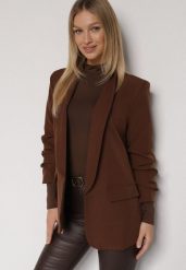 Jasnobrązowa Niezapinana Marynarka Pudełkowa z Wiskozą z Marszczonymi Rękawami Feniravia. Białe marynarki i żakiety damskie Born2be, bez wzorów, z koronki, biznesowe, bez kołnierzyka, bez ramiączek. Za 109.99 zł.