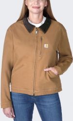 Carhartt Damska Kurtka Carhartt Detroit Rugged Canvas Brown. Brązowe kurtki sportowe damskie Carhartt, bez wzorów, bez ramiączek, bez kaptura. Za 373.67 zł.