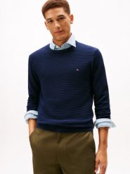 Tommy Hilfiger sweter z dzianiny Mężczyźni Bawełna niebieski, XXL. Niebieskie swetry męskie Tommy Hilfiger, m, bez wzorów, z bawełny, bez kołnierzyka, bez ramiączek. Za 329.95 zł.