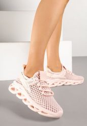 Różowe Buty Sportowe Sneakersy na Platformie Ozdobionej Tłoczeniem Teliriella. Czerwone obuwie sportowe damskie Renee, bez wzorów, z jeansu, bez zapięcia. Za 54.99 zł.