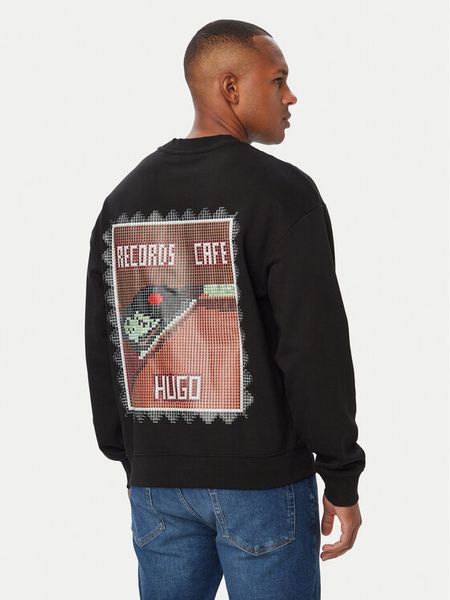 HUGO Bluza Durec 50566074 Czarny Relaxed Fit. Czarne bluzy męskie Hugo, l, bez wzorów, z bawełny, bez ramiączek, bez kaptura. Za 494.99 zł.