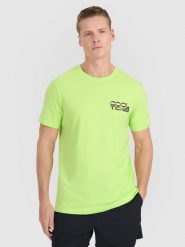 4F T-shirt regular z nadrukiem męski - zielony XL. Zielone t-shirty męskie 4F, m, bez wzorów, z bawełny, bez kołnierzyka, bez ramiączek. Za 59.99 zł.