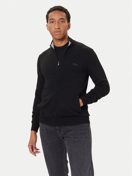 Guess Kardigan M5YR28 Z0122 Czarny Slim Fit. Czarne swetry męskie Guess, l, z aplikacjami, z syntetyku, bez kołnierzyka, bez ramiączek. Za 269.99 zł.