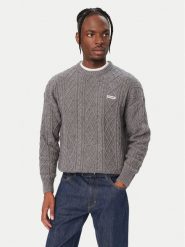 Guess Jeans Sweter M6BR01 Z1224 Szary Regular Fit. Szare swetry męskie Guess Jeans, m, z aplikacjami, z bawełny, bez kołnierzyka, bez ramiączek. Za 439.99 zł.