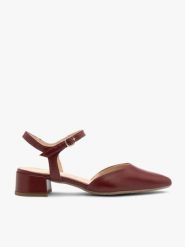 Bordowe czółenka damskie slingback bez pięty. Czerwone czółenka damskie Brawo sp. z o.o., bez wzorów, ze skóry, eleganckie, bez obcasa, na obcasie, bez zapięcia. W wyprzedaży za 296.99 zł.