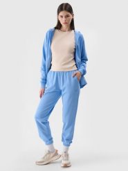 4F Spodnie dresowe joggery damskie - niebieskie XXL. Niebieskie spodnie dresowe damskie 4F, bez wzorów, z bawełny, sportowe. Za 129.99 zł.