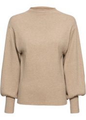 Sweter oversize. Brązowe swetry nierozpinane damskie bonprix, bez wzorów, z dzianiny, eleganckie, bez kołnierzyka, bez ramiączek. Za 97.99 zł.