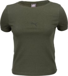 Puma Koszulka damska Puma HER Ribbed Slim Tee Grape Leaf khaki 531917 44 S. Brązowe bluzki damskie Puma, s, bez wzorów, bez kołnierzyka, bez ramiączek. Za 113.18 zł.
