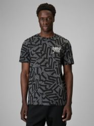 4F T-shirt regular z nadrukiem męski - czarny XL. Czarne t-shirty męskie 4F, m, bez wzorów, z bawełny, bez kołnierzyka, bez ramiączek. Za 89.99 zł.